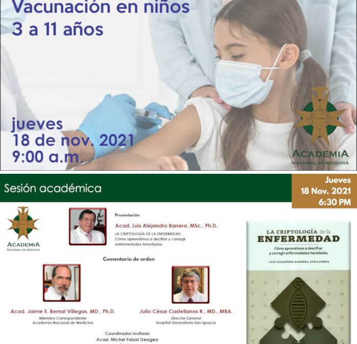 Foro Vacunación niños 3-11 años y Presentación de libro «La Criptología de la Enfermedad»