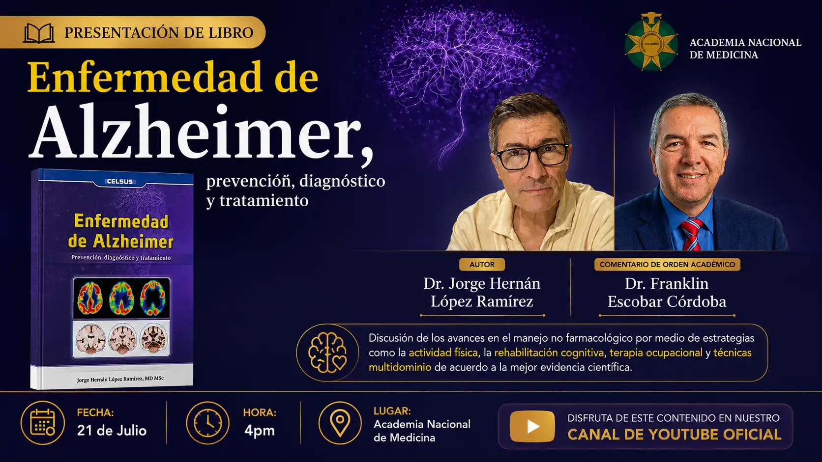 Presentación de libro: Enfermedad de Alzheimer, prevención, diagnóstico y tratamiento
