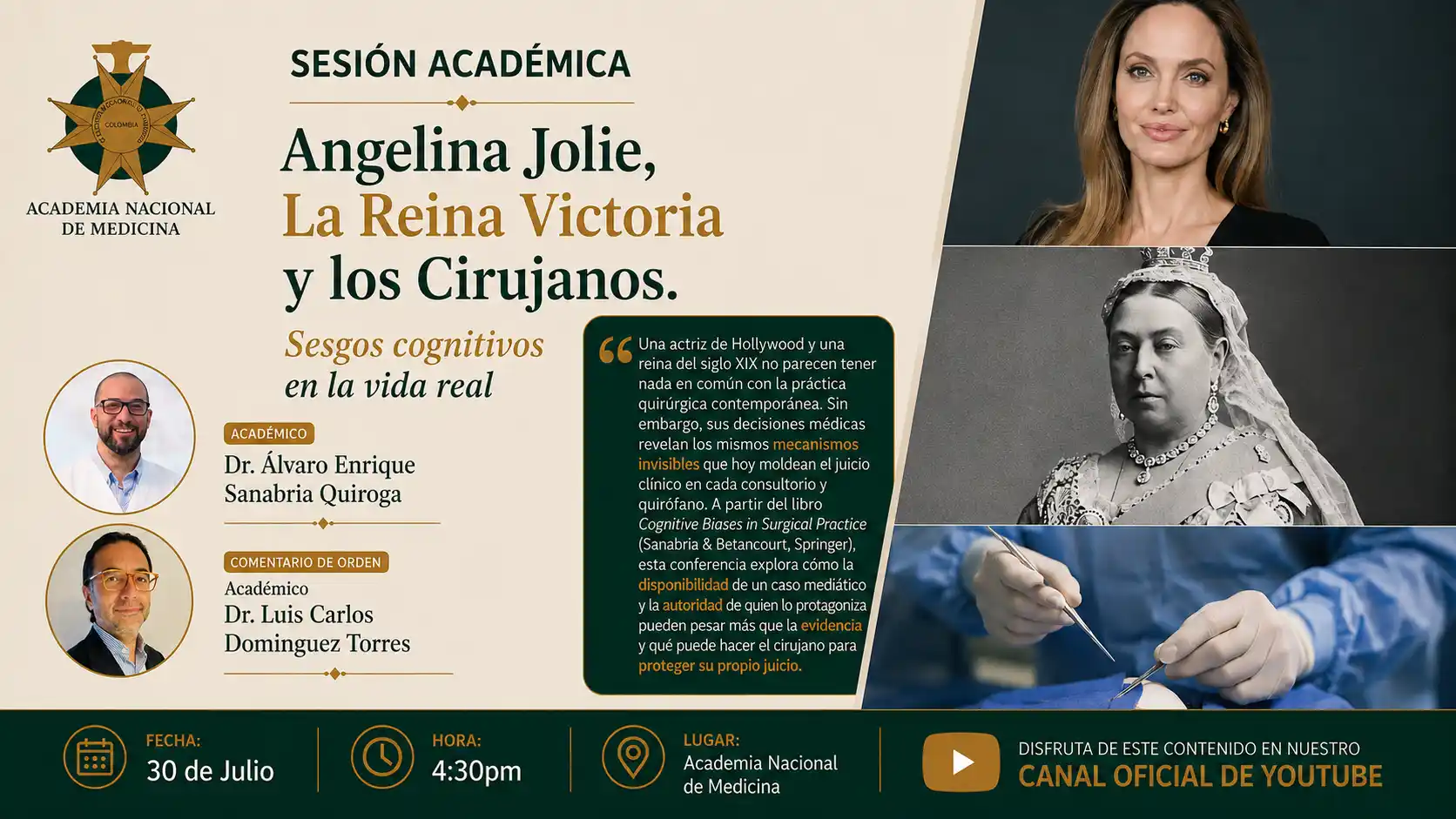 Sesión Académica Angelina Jolie, La Reina Victoria y los Cirujanos